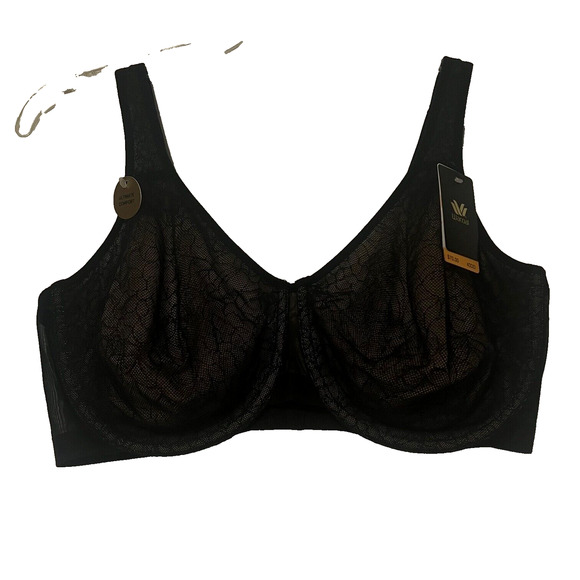 Wacoal All Edge Underwire Bra Women Sz 40DD Black Lace Cups Full Coverage Modern - Picture 1 of 7